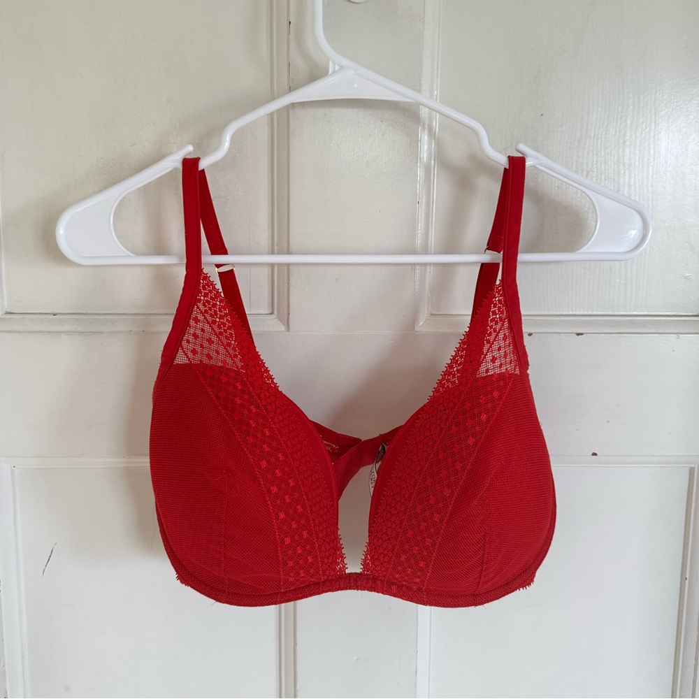 Incredible‎ by Victorias Secret red lace plunge bra size 34DD
